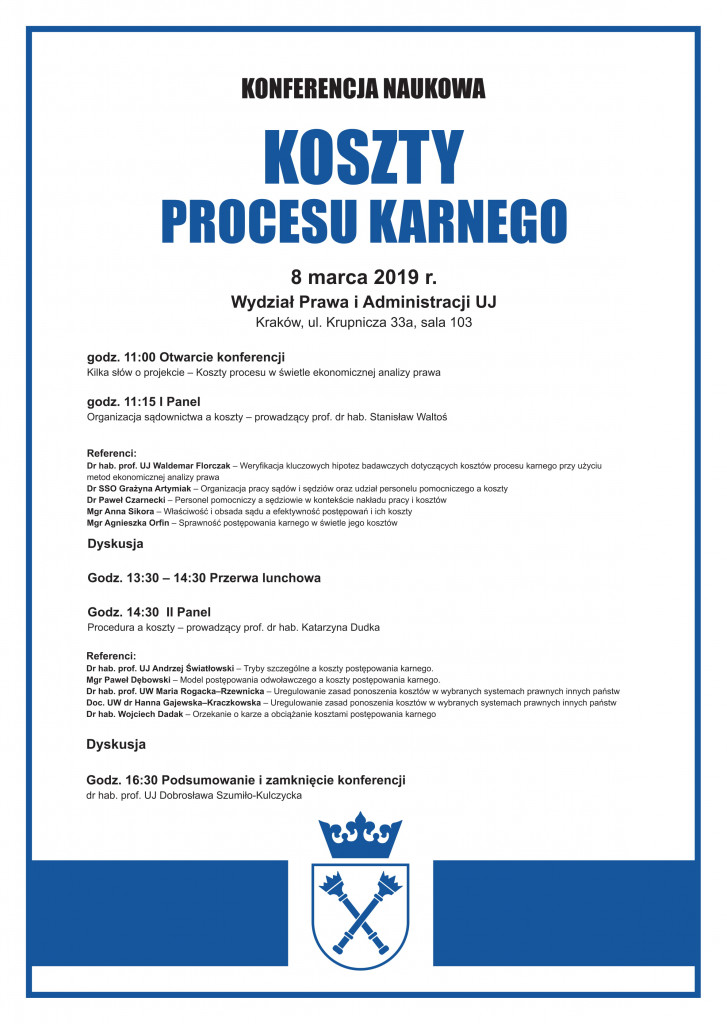 Konferencja „Koszty procesu karnego” – 8 marca 2019 r.
