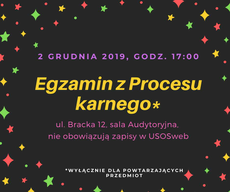 Egzamin z Procesu karnego – grudzień