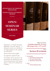 Change of date – SECTION 49 REVISITED – Open Seminar Series – No. 5 – 27.02.2023, 18:30 CET – MS TEAMS