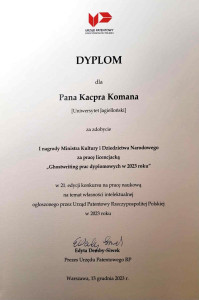Gratulacje dla mgr. Kacpra Komana