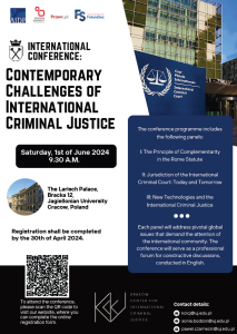 Conference „Contemporary Challenges of International Criminal Justice”  1.6.2024