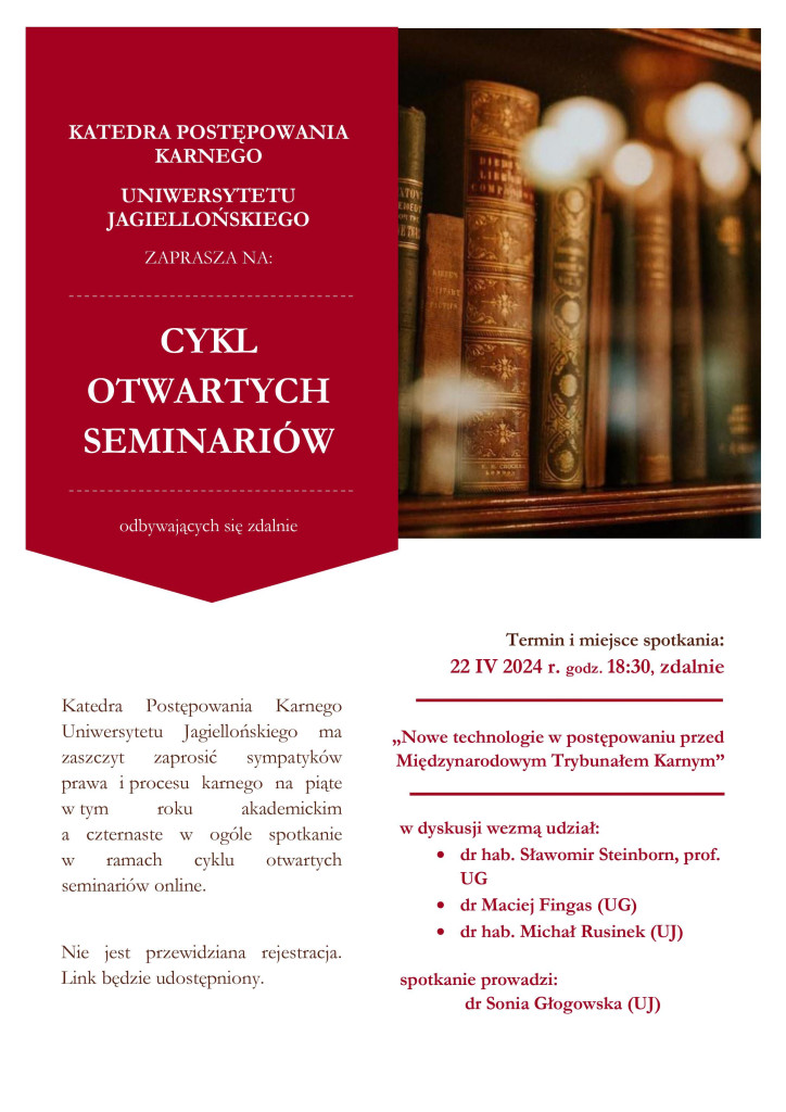 Czternaste Seminarium Otwarte: „Nowe technologie w postępowaniu przed MTK”