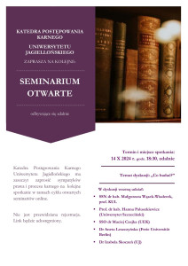 „Co badać?” – 18. Seminarium Otwarte KPK UJ – 14.10.2024 r.