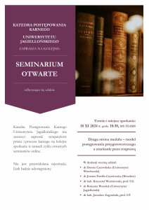 Druga strona medalu – model postępowania przygotowawczego a orzekanie poza rozprawą – 19. Seminarium Otwarte KPK UJ – 18 XI 2024 r.