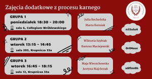 Zajęcia z Procesu karnego organizowane przez TBSP UJ