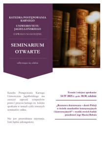 „Rozmowa dozorowana – dozór Policji w świetle standardów konstytucyjnych i konwencyjnych” – kolejne Seminarium Otwarte – referent mgr Maciej Babula-14.4.2025