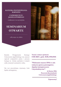 Kolejne Seminarium Otwarte Katedry Postępowania Karnego UJ – dr Dariusz Wilk (UJ) – 8.12.2025